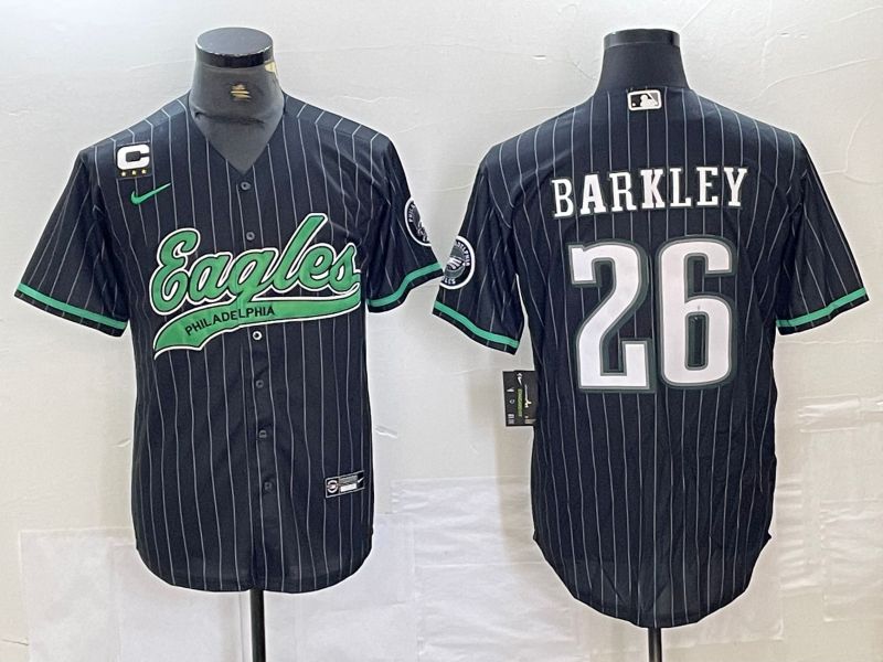 Men Philadelphia Eagles #26 Barkley Black Stripe 2024 Nike Co branded NFL Jersey style 2->philadelphia eagles->NFL Jersey
